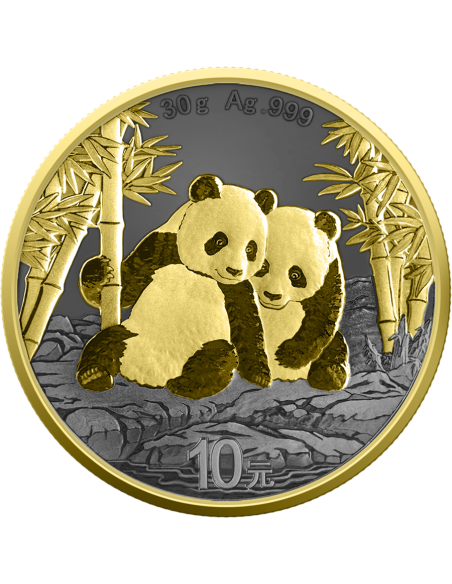 CHINA PANDA Golden Ring 30g Silver Coin 10 Yuan China 2026 - Coins & More - Chine