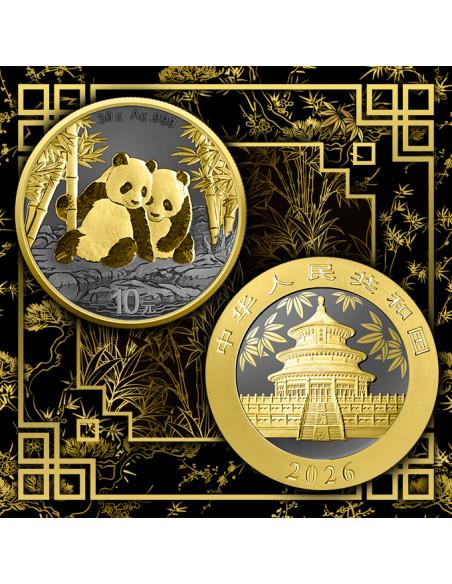 CHINA PANDA Golden Ring 30g Silver Coin 10 Yuan China 2026 - Coins & More - Chine