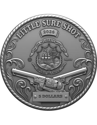 LITTLE SURE SHOT ANNIE OAKLEY 2 Oz Silver Coin 5$ Liberia 2026 - Coins & More - Libéria