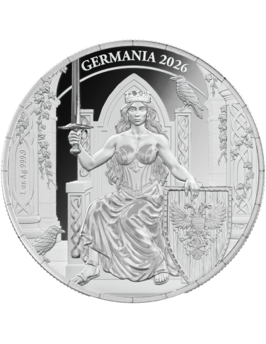 GERMANIA Queen On The Throne Proof 1 Oz Silver Coin 5 Mark Germania 2026 - Coins & More - Europe