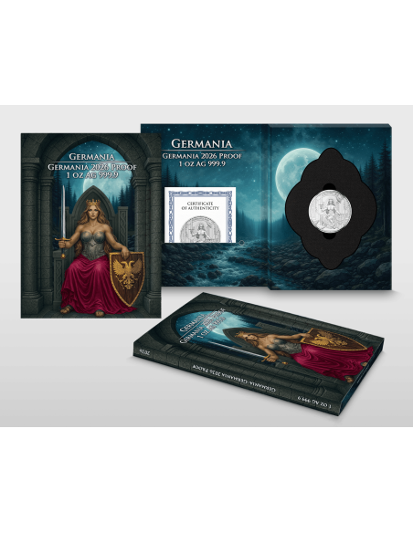 GERMANIA Queen On The Throne Proof 1 Oz Silver Coin 5 Mark Germania 2026 - Coins & More - Europe