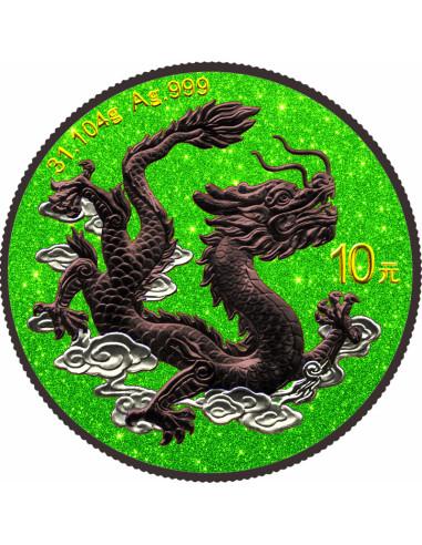 CHINESE DRAGON Special Green Edition 30g Silver Coin 10 Yuan China 2026 - Coins & More - China