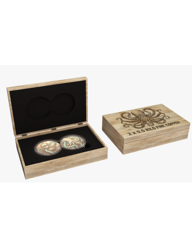 KRAKEN Glow in the Dark 2x 1/2Kg Kilo Copper Medal - Coins & More - Kupfer