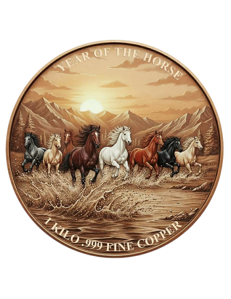 LUNAR YEAR OF THE HORSE 1Kg Kilo Copper Medal 2026 - Coins & More - Demnächst
