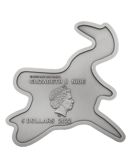 MOSASAURUS SHAPED JURASSIC WORLD 2 Oz Silver Antique Coin 5$ Dollars Niue 2022 - Coins & More - Films et Séries