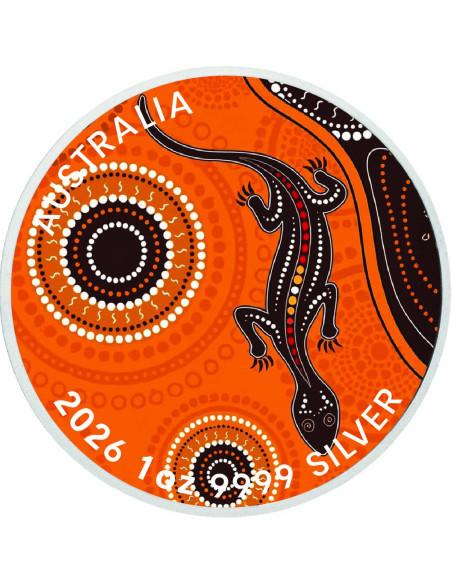 DREAMTIME LIZARD Australia in Dots 1 Oz Silver Coin 1$ Australia 2026 - Coins & More - Australie