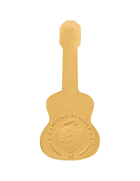 GUITAR SPECIAL SHAPE Gold Coin 1$ Palau - Coins & More - Musica