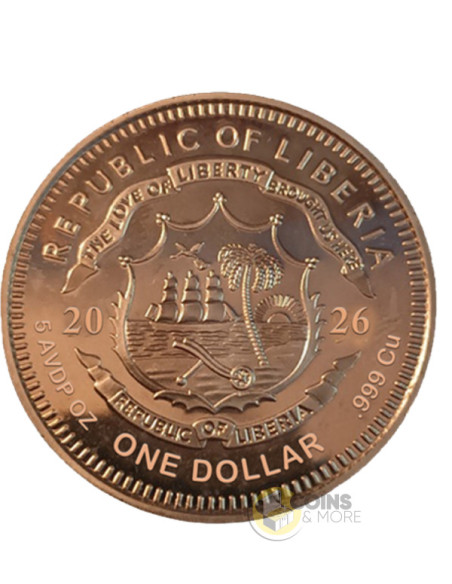 SHIPWRECK 5 Oz Copper Coin 1$ Liberia 2026 - Coins & More - Próximamente
