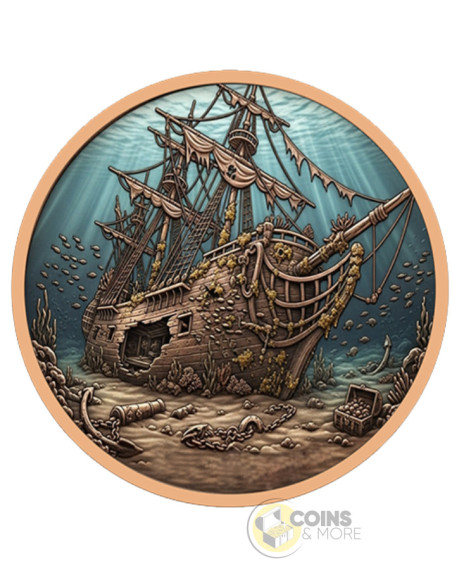 SHIPWRECK 5 Oz Copper Coin 1$ Liberia 2026 - Coins & More - Próximamente