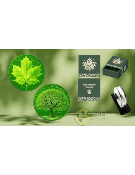 SPRING MAPLE LEAF Diamond Dust 1 Oz Copper Medal 2026 - Coins & More - À Venir