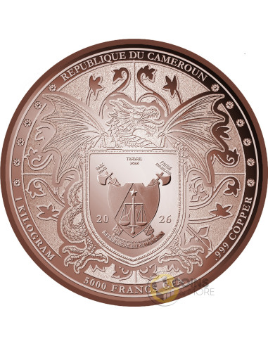 GREEN EMERALD DRAGON 1Kg Kilo Copper Medal 2026 - Coins & More - Cobre