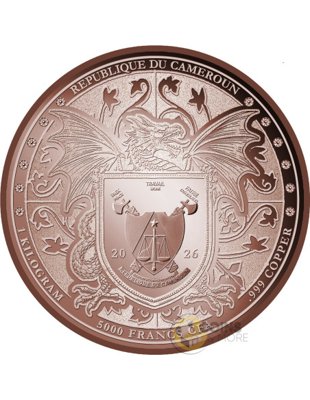 GREEN EMERALD DRAGON 1Kg Kilo Copper Medal 2026 - Coins & More - Cobre