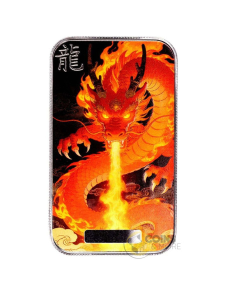 LIEYAN BLAZING FIRE Dragon 1 Oz Silver Bar 2026 - Coins & More - Plata