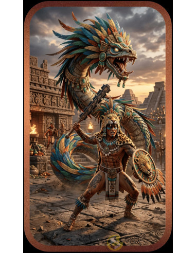 WARRIOR OF QUEZTALCOATL 1 Oz Colorized Copper Bar - Coins & More - Cobre