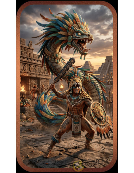 WARRIOR OF QUEZTALCOATL 1 Oz Colorized Copper Bar - Coins & More - Cobre