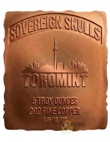 SOVEREIGN SKULLS 5 Oz Colorized Copper Medal - Coins & More - Cobre