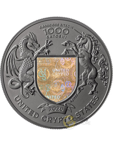 HEMP 1 Oz Silver Proof Coin 1000 Satoshi United Crypto States 2026 - Coins & More - Monete per Paese