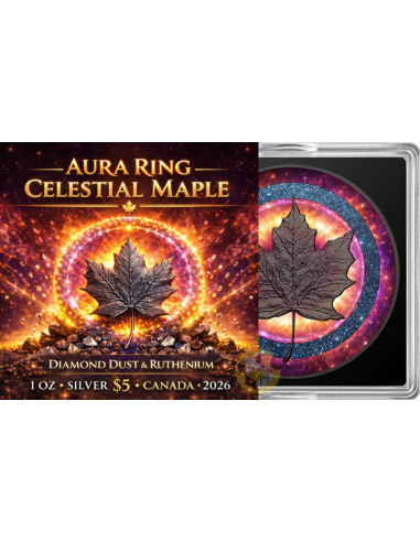 CELESTIAL MAPLE AURA RING Maple Leaf 1 Oz Silver Coin 5$ Canada 2026 - Coins & More - Canada