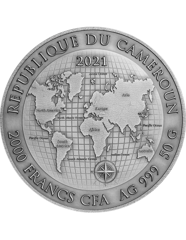 GOLD RUSH Earth Treasures Silver Coin 2000 Francs Cameroon 2021 - Coins & More - Historia