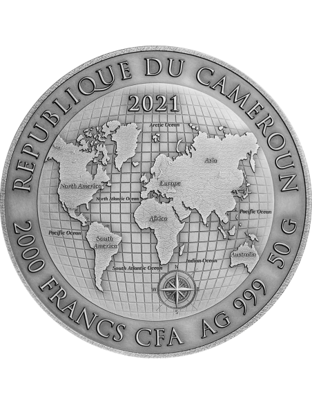 GOLD RUSH Earth Treasures Silver Coin 2000 Francs Cameroon 2021 - Coins & More - Historia