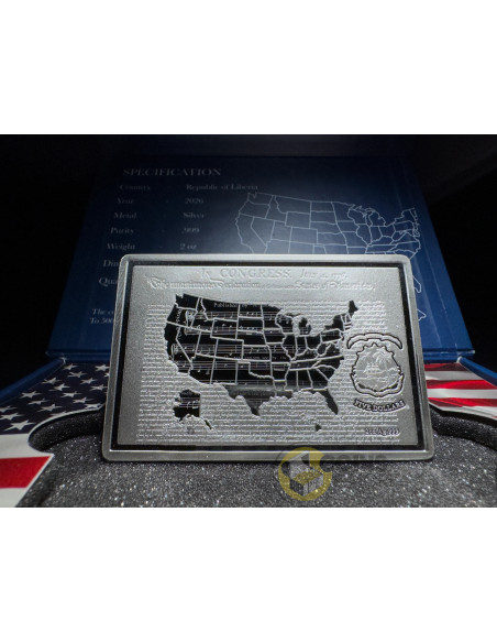 THE SEMIQUINCENTENNIAL OF U.S INDEPENDENCE 2 Oz Silver Coin 5$ Liberia 2026 - Coins & More - Liberia