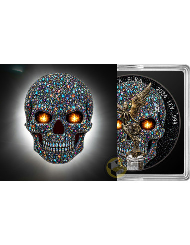 DIAMOND LIBERTAD SKULL 1 Oz Silver Coin Mexico 2024 - Coins & More - Mexico
