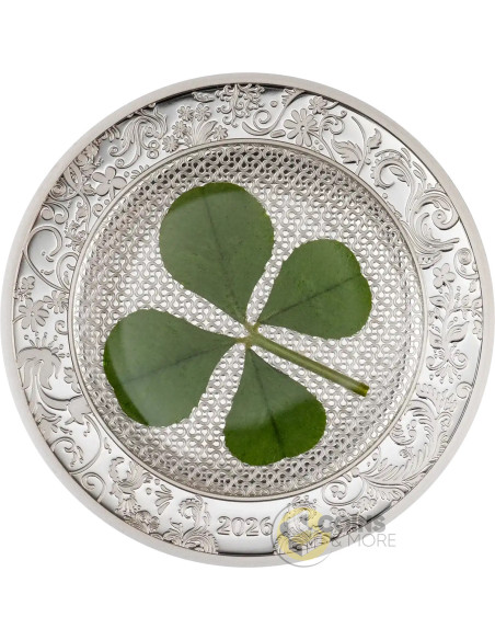 OUNCE OF LUCK Four Leaf Clover 1 Oz Silver Coin 5$ Cook Islands 2026 - Coins & More - Palau