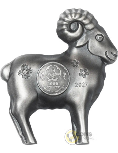 FLUFFY SHEEP Lunar Year 1 Oz Silver Coin 1000 Togorog Mongolia 2027 - Coins & More - Próximamente