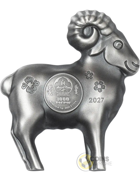 FLUFFY SHEEP Lunar Year 1 Oz Silver Coin 1000 Togorog Mongolia 2027 - Coins & More - Próximamente