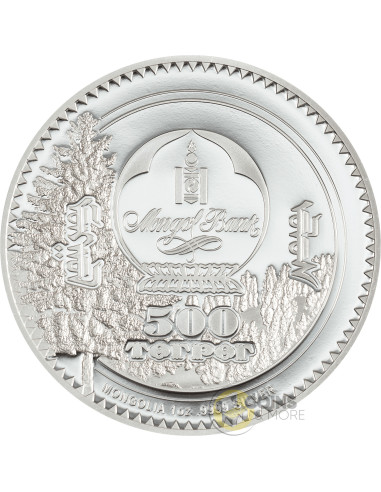 SNOW LEOPARD Woodland Spirit 1 Oz Silver Coin 500 Togorog Mongolia 2026 - Coins & More - Mongolie