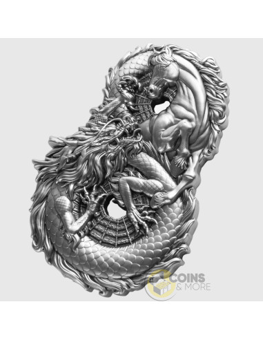 FIGURE EIGHT DRAGONS & HORSE 3 Oz Silver Coin 5 Tala Samoa 2026 - Coins & More - À Venir
