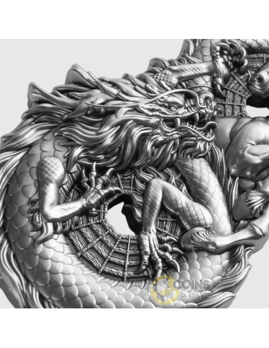 FIGURE EIGHT DRAGONS & HORSE 3 Oz Silver Coin 5 Tala Samoa 2026 - Coins & More - À Venir