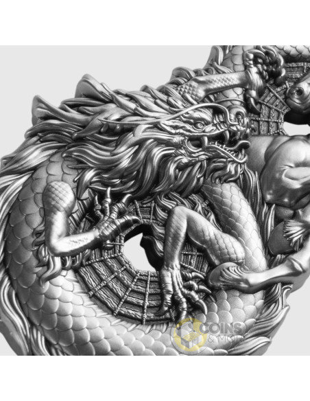 FIGURE EIGHT DRAGONS & HORSE 3 Oz Silver Coin 5 Tala Samoa 2026 - Coins & More - À Venir