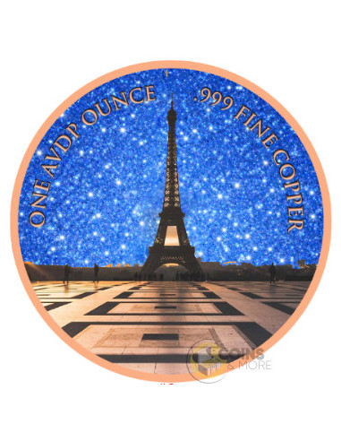 EIFFEL TOWER Diamond Dust 1 Oz Copper Medal - Coins & More - Cuivre