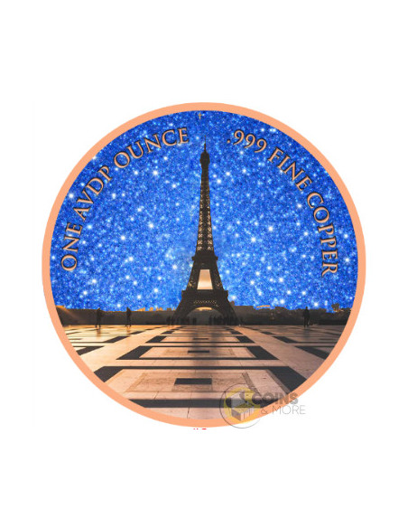 EIFFEL TOWER Diamond Dust 1 Oz Copper Medal - Coins & More - Cuivre