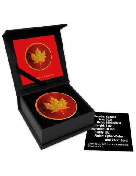 ROYAL RED Maple Leaf 1oz Silver Coin 5$ Canada 2021 - Coins & More - Canada
