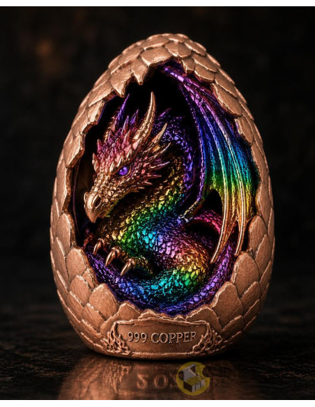 DRAGON EGG Dome Shaped High Relief 2 Oz Copper Medal - Coins & More - Coming Soon