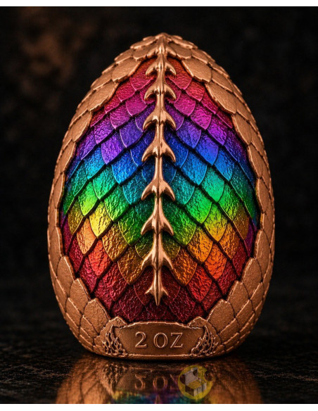 DRAGON EGG Dome Shaped High Relief 2 Oz Copper Medal - Coins & More - Coming Soon