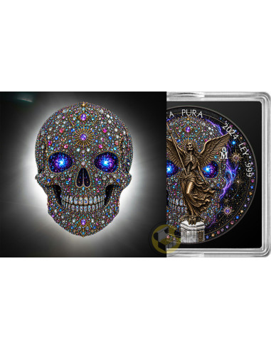 DIAMOND SKULL AURA 1 Oz Silver Coin Mexico 2024 - Coins & More - Mexiko