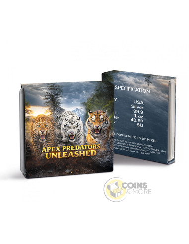 FROZEN FURY Apex Predators Unleashed 1 Oz Silver Coin 1$ USA - Coins & More - Usa