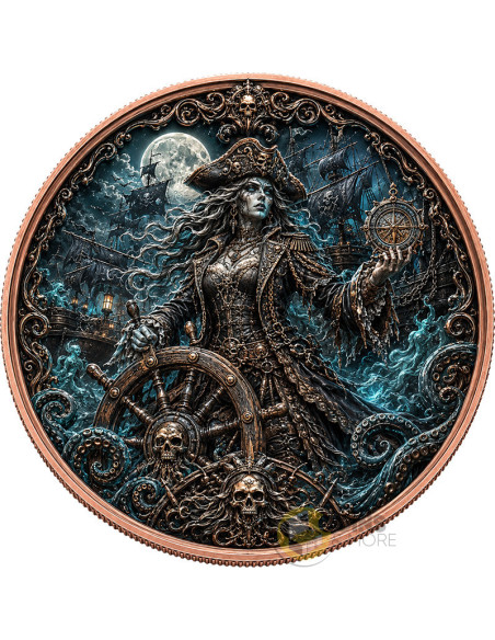PIRATE QUEEN OF THE SEAS 1 Oz Copper Medal - Coins & More - À Venir