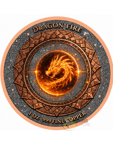 DRAGON FIRE Diamond Dust 1 Oz Copper Medal - Coins & More - À Venir