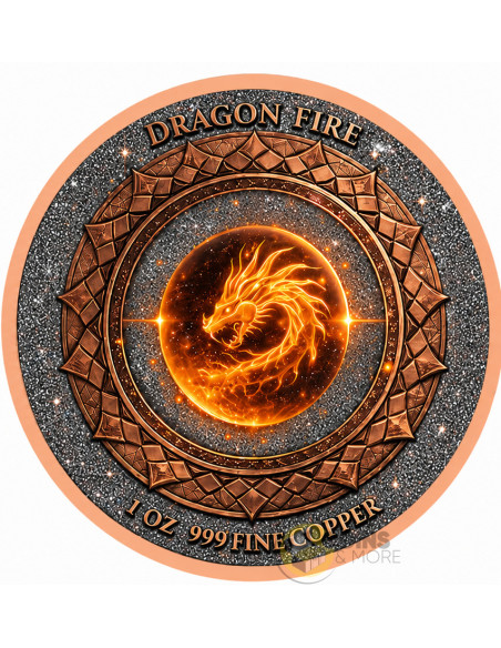 DRAGON FIRE Diamond Dust 1 Oz Copper Medal - Coins & More - À Venir