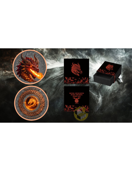 DRAGON FIRE Diamond Dust 1 Oz Copper Medal - Coins & More - À Venir
