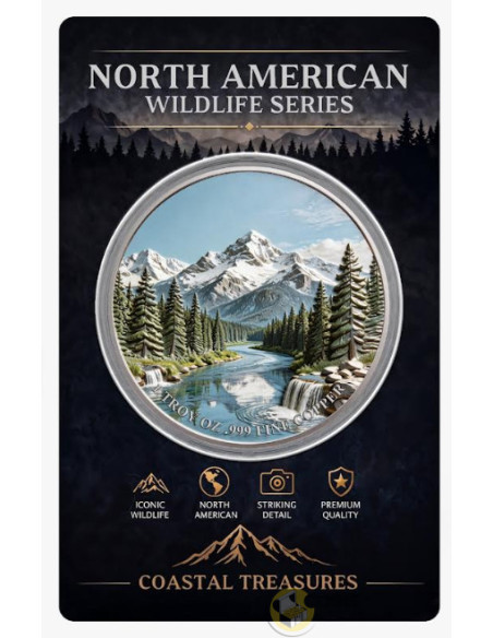 GRIZZLY BEAR North American Wildlife 1 Oz Copper Medal - Coins & More - À Venir