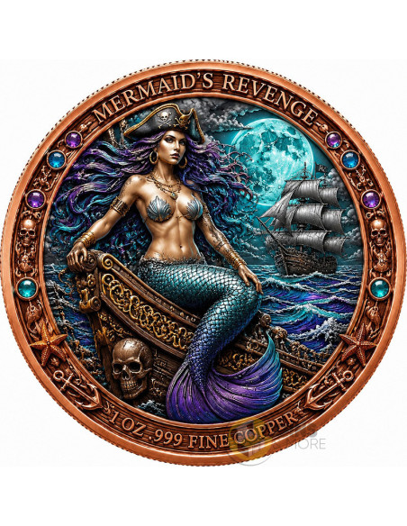 PIRATE MERMAID 1 Oz Copper Medal - Coins & More - Demnächst