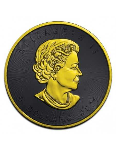 DARK BLACK PLATINUM Maple Leaf 1oz Silver Coin 5$ Canada 2021