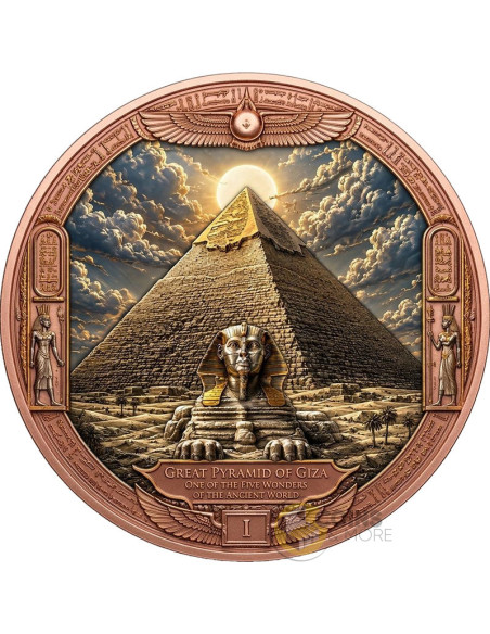 GREAT PYRAMID OF GIZA Five Ancient Wonders 1 Kg Kilo Copper Medal 2026 - Coins & More - Coming Soon