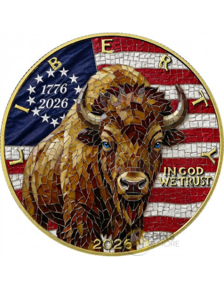 MOSAIC BISON 1 Oz Silver Coin 1$ USA 2026 - Coins & More - Demnächst