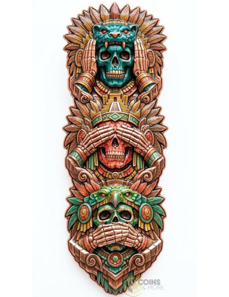 Hear No Evil, See No Evil, Speak No Evil Aztec Totem 3 Oz Copper Shaped Medal 2026 - Coins & More - Coming Soon